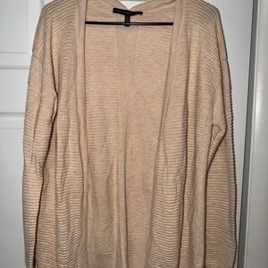 WHBM Open-Front Ribbed Cardigan - Cream